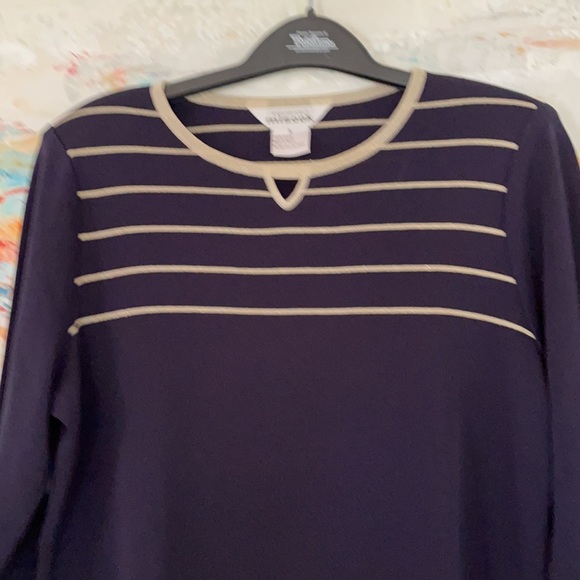 EXCLUSIVELY MISOOK Knit Tunic Style Top Navy EC Sm - Picture 11 of 11